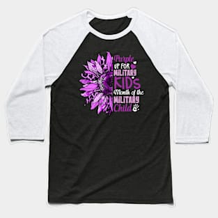 Purple Up For Miliraty Kids Month of the Military Child Sunflower Baseball T-Shirt